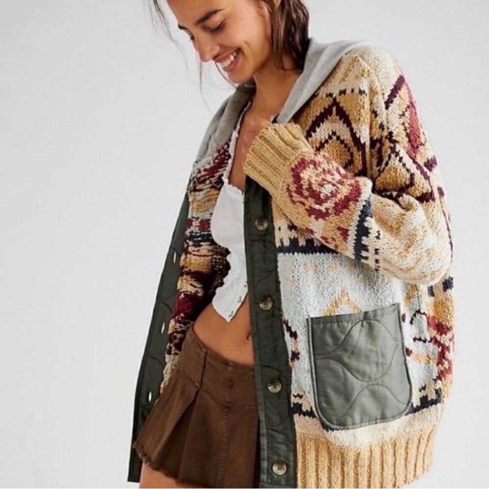 Free People Home Spun Cardi Small Women with Hood